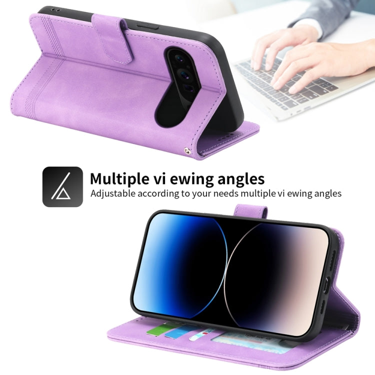 For Google Pixel 9 Pro Dierfeng Dream Line TPU + PU Leather Phone Case(Purple) - Google Cases by PMC TechLife | Online Shopping South Africa | PMC TechLife | Buy Now Pay Later Mobicred