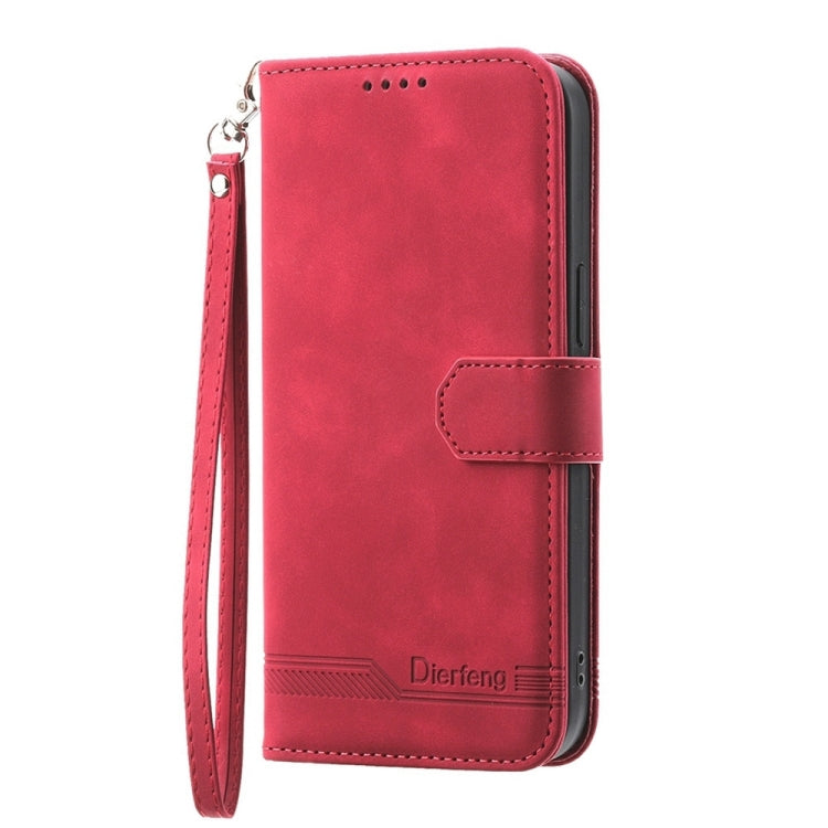 For Google Pixel 9 Pro Dierfeng Dream Line TPU Hybrid PU Leather Phone Case(Red) - Google Cases by PMC TechLife | Online Shopping South Africa | PMC TechLife | Buy Now Pay Later Mobicred