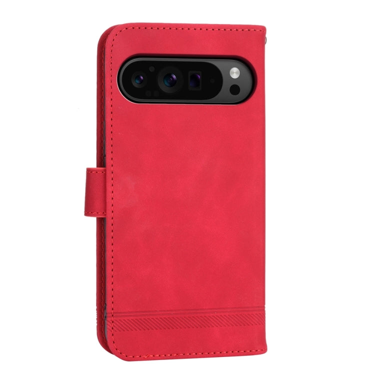 For Google Pixel 9 Pro Dierfeng Dream Line TPU Hybrid PU Leather Phone Case(Red) - Google Cases by PMC TechLife | Online Shopping South Africa | PMC TechLife | Buy Now Pay Later Mobicred