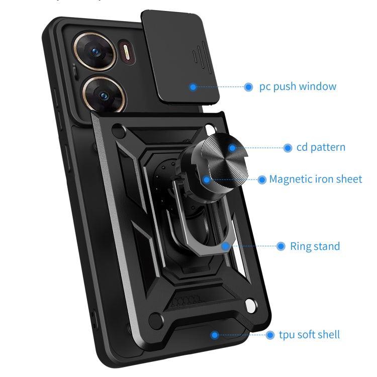 For vivo V29e 5G Global Sliding Camera Cover Design TPU+PC Phone Case(Black) - vivo Cases by PMC TechLife | Online Shopping South Africa | PMC TechLife | Buy Now Pay Later Mobicred