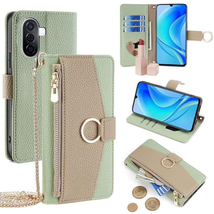 For Huawei nova Y70 Plus / Y70 4G Crossbody Litchi Texture Leather Phone Case(Green) - Huawei Cases by PMC TechLife | Online Shopping South Africa | PMC TechLife | Buy Now Pay Later Mobicred