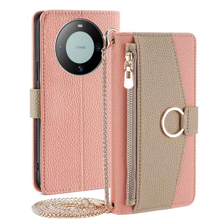 For Huawei Mate 60 Crossbody Litchi Texture Leather Phone Case(Pink) - Huawei Cases by PMC TechLife | Online Shopping South Africa | PMC TechLife | Buy Now Pay Later Mobicred