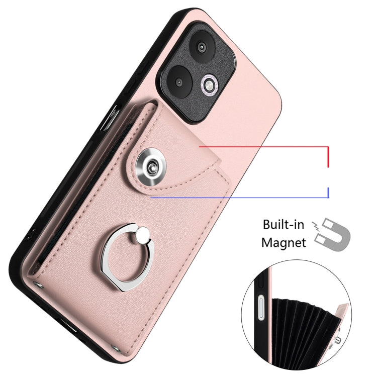 For Xiaomi Redmi 13C 5G / Redmi 13R Organ Card Bag Ring Holder PU Phone Case(Pink) - 13C Cases by PMC Jewellery | Online Shopping South Africa | PMC Jewellery | Buy Now Pay Later Mobicred