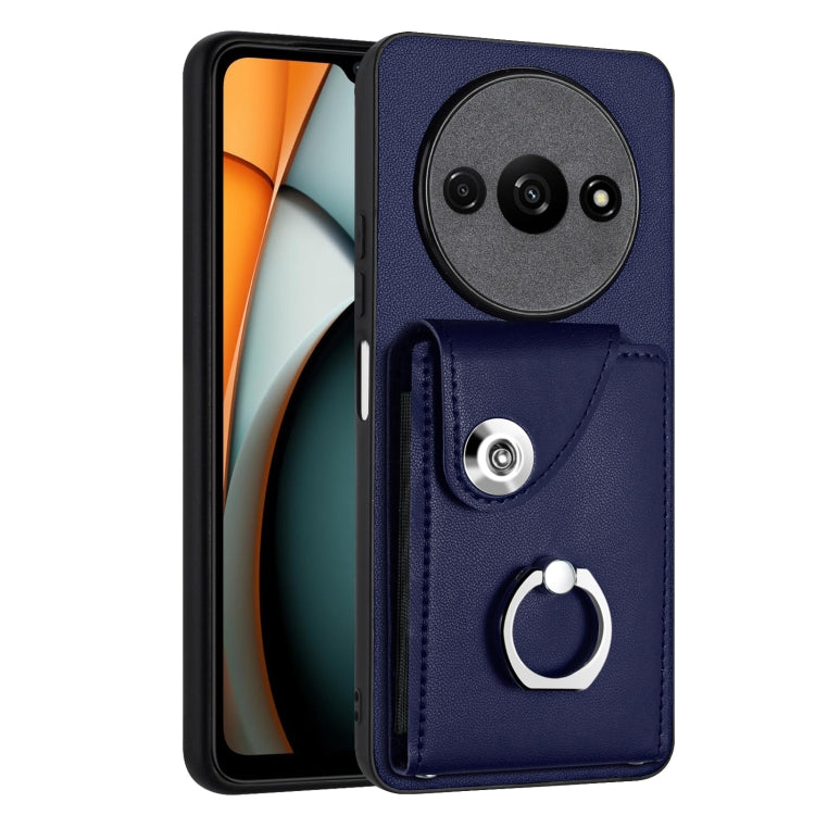 For Xiaomi Redmi A3 4G Organ Card Bag Ring Holder PU Phone Case(Blue) - free shipping - PMC TechLife - Order now!