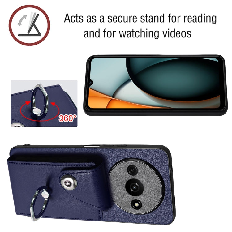For Xiaomi Redmi A3 4G Organ Card Bag Ring Holder PU Phone Case(Blue) - free shipping - PMC TechLife - Order now!