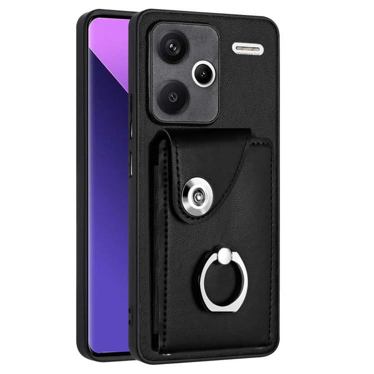 For Xiaomi Redmi Note 13 Pro+ Organ Card Bag Ring Holder PU Phone Case(Black) - Note 13 Pro+ Cases by PMC TechLife | Online Shopping South Africa | PMC TechLife | Buy Now Pay Later Mobicred