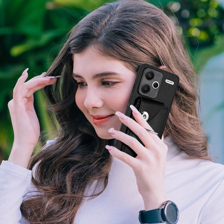For Xiaomi Redmi Note 13 Pro+ Organ Card Bag Ring Holder PU Phone Case(Black) - Note 13 Pro+ Cases by PMC TechLife | Online Shopping South Africa | PMC TechLife | Buy Now Pay Later Mobicred