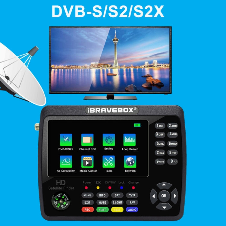 iBRAVEBOX V10 Finder Max 4.3 inch Display Digital Satellite Meter Signal Finder, Support DVB-S/S2/S2X, Plug Type:AU Plug(Black) - Satellite Finder by PMC TechLife | Online Shopping South Africa | PMC TechLife | Buy Now Pay Later Mobicred