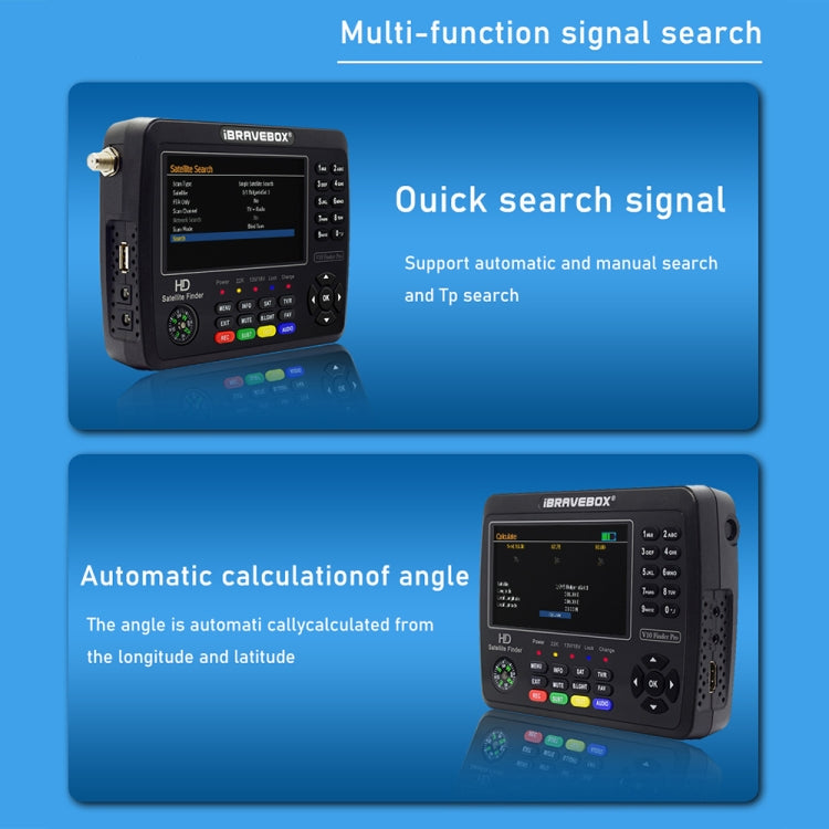 iBRAVEBOX V10 Finder Max 4.3 inch Display Digital Satellite Meter Signal Finder, Support DVB-S/S2/S2X, Plug Type:AU Plug(Black) - Satellite Finder by PMC TechLife | Online Shopping South Africa | PMC TechLife | Buy Now Pay Later Mobicred