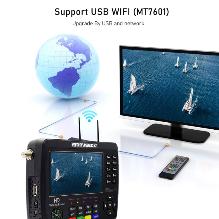 iBRAVEBOX V10 Finder Max 4.3 inch Display Digital Satellite Meter Signal Finder, Support DVB-S/S2/S2X, Plug Type:UK Plug(Black) - Satellite Finder by PMC TechLife | Online Shopping South Africa | PMC TechLife | Buy Now Pay Later Mobicred