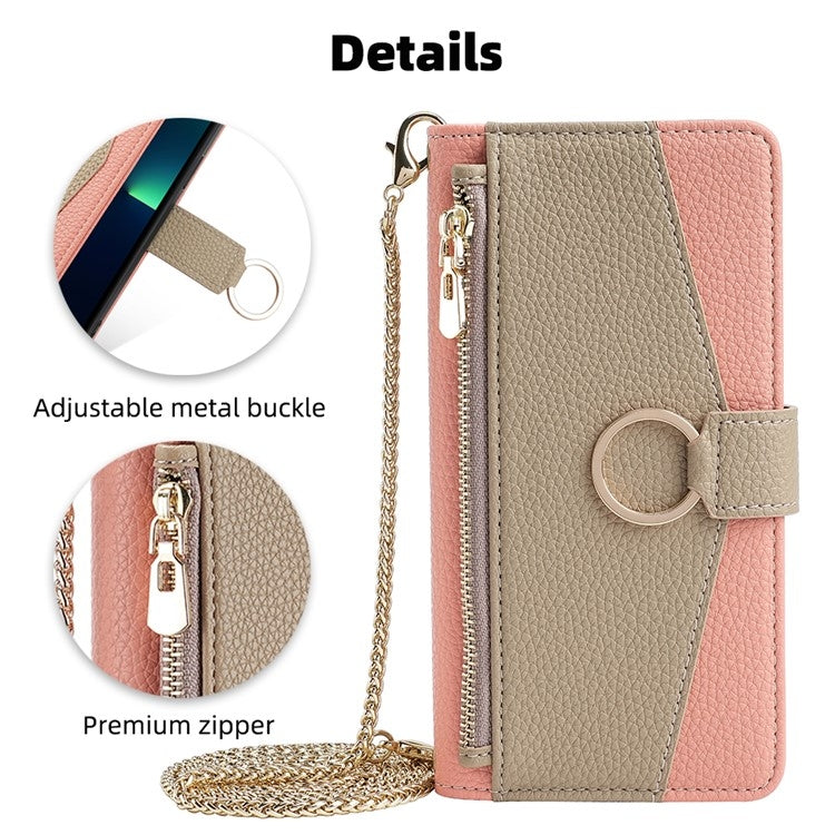 For OnePlus 9R Crossbody Litchi Texture Leather Phone Case(Pink) - OnePlus Cases by PMC TechLife | Online Shopping South Africa | PMC TechLife | Buy Now Pay Later Mobicred