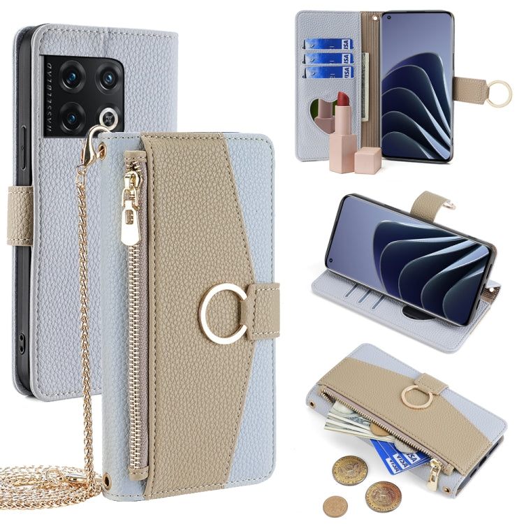 For OnePlus 10 Pro 5G Crossbody Litchi Texture Leather Phone Case(Blue) - OnePlus Cases by PMC TechLife | Online Shopping South Africa | PMC TechLife | Buy Now Pay Later Mobicred