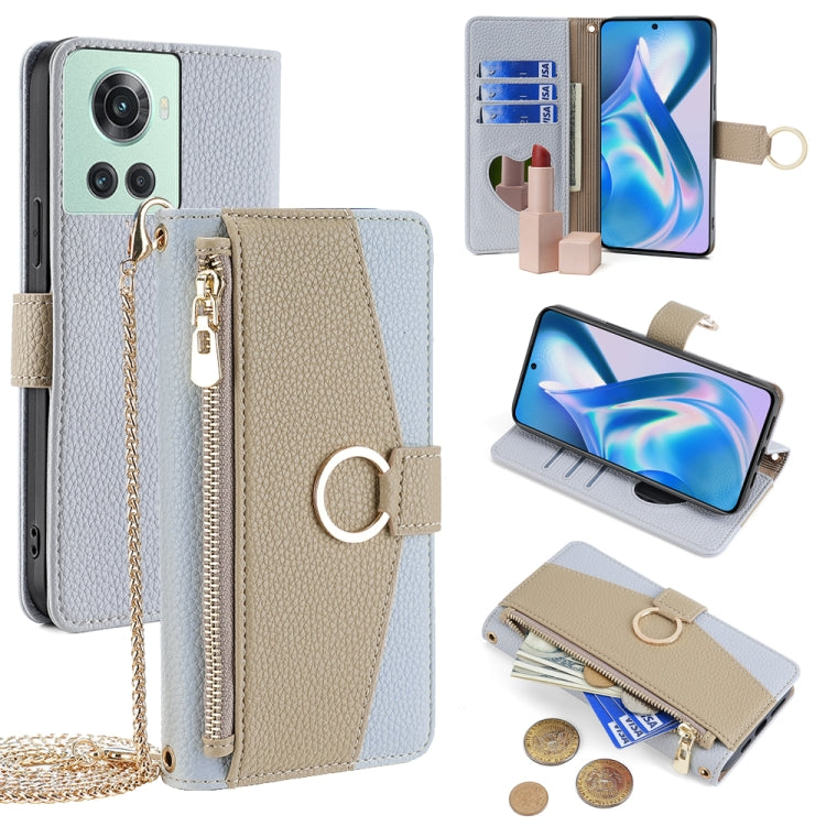 For OnePlus ACE / 10R Crossbody Litchi Texture Leather Phone Case(Blue) - OnePlus Cases by PMC TechLife | Online Shopping South Africa | PMC TechLife | Buy Now Pay Later Mobicred