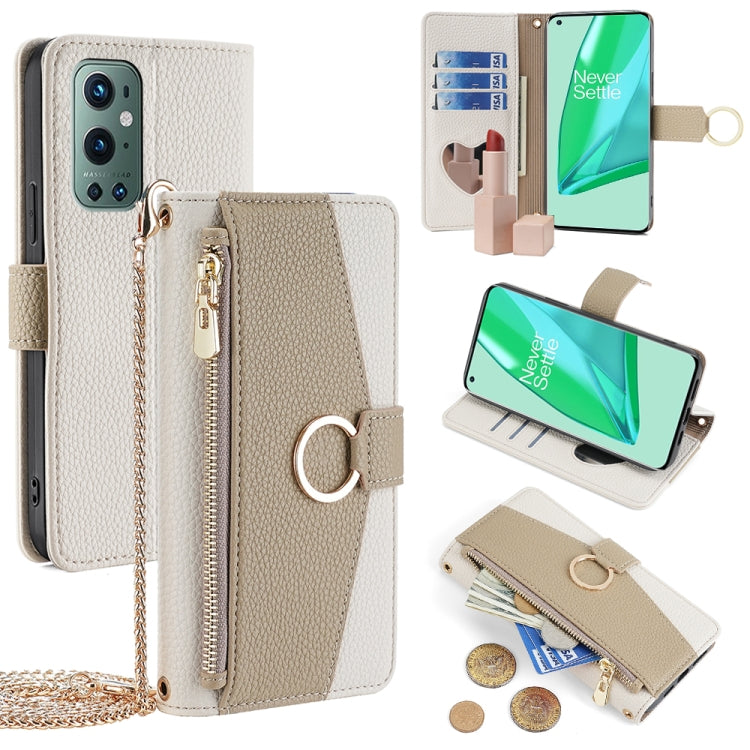 For OnePlus 9 Pro Crossbody Litchi Texture Leather Phone Case(White) - OnePlus Cases by PMC TechLife | Online Shopping South Africa | PMC TechLife | Buy Now Pay Later Mobicred