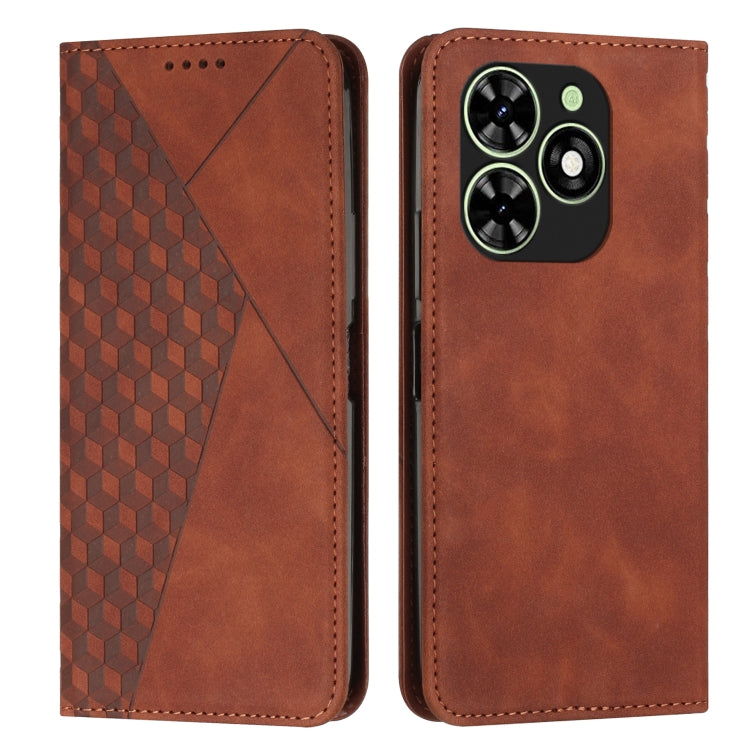 For Tecno Spark Go 2024 / POP 8 Diamond Splicing Skin Feel Magnetic Leather Phone Case(Brown) - Tecno Cases by PMC Jewellery | Online Shopping South Africa | PMC Jewellery | Buy Now Pay Later Mobicred