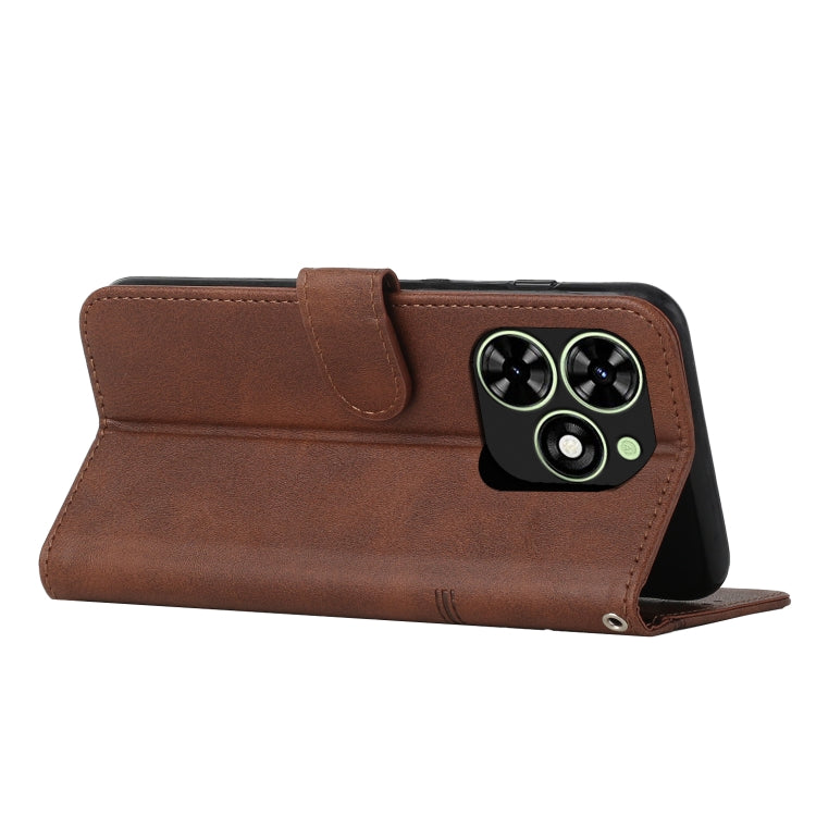 For Tecno Spark Go 2024 / POP 8 Stitching Calf Texture Buckle Leather Phone Case(Brown) - Tecno Cases by PMC Jewellery | Online Shopping South Africa | PMC Jewellery | Buy Now Pay Later Mobicred