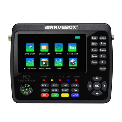 iBRAVEBOX V10 Finder Max+ 4.3 inch Display Digital Satellite Meter Signal Finder, Support DVB-S/S2/S2X AHD, Plug Type:UK Plug(Black) - Satellite Finder by PMC Jewellery | Online Shopping South Africa | PMC Jewellery | Buy Now Pay Later Mobicred