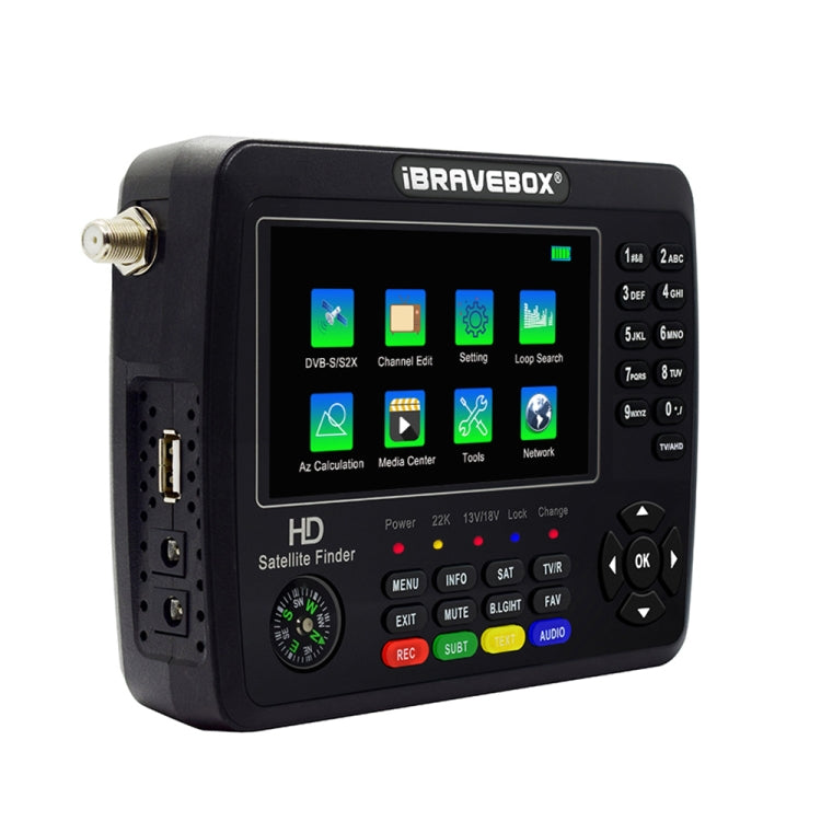 iBRAVEBOX V10 Finder Max+ 4.3 inch Display Digital Satellite Meter Signal Finder, Support DVB-S/S2/S2X AHD, Plug Type:US Plug(Black) - Satellite Finder by PMC TechLife | Online Shopping South Africa | PMC TechLife | Buy Now Pay Later Mobicred