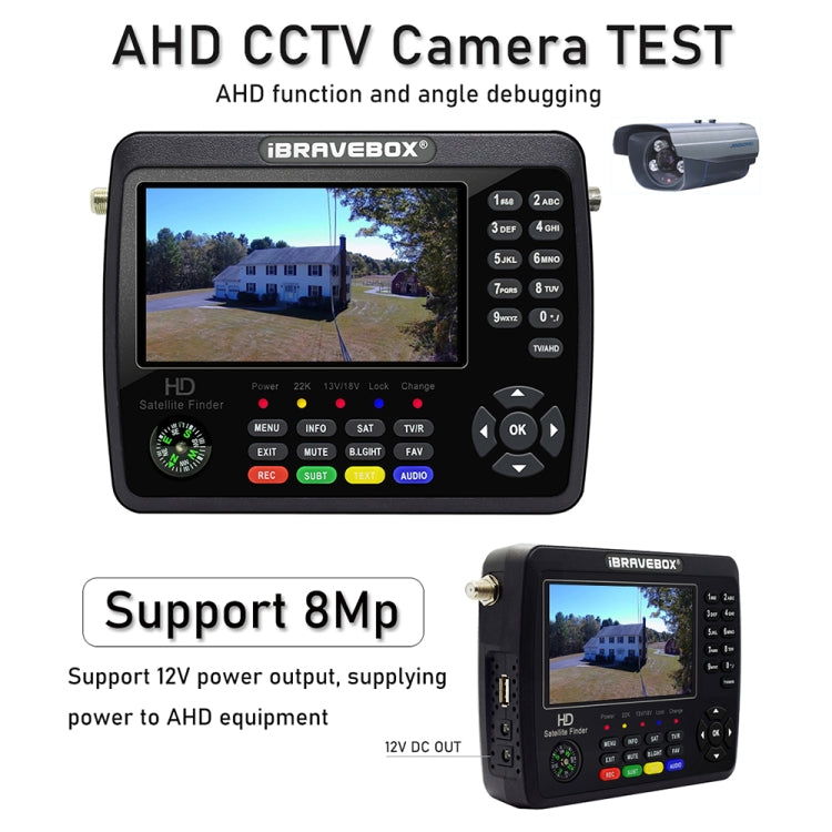 iBRAVEBOX V10 Finder Max+ 4.3 inch Display Digital Satellite Meter Signal Finder, Support DVB-S/S2/S2X AHD, Plug Type:AU Plug(Black) - Satellite Finder by PMC TechLife | Online Shopping South Africa | PMC TechLife | Buy Now Pay Later Mobicred