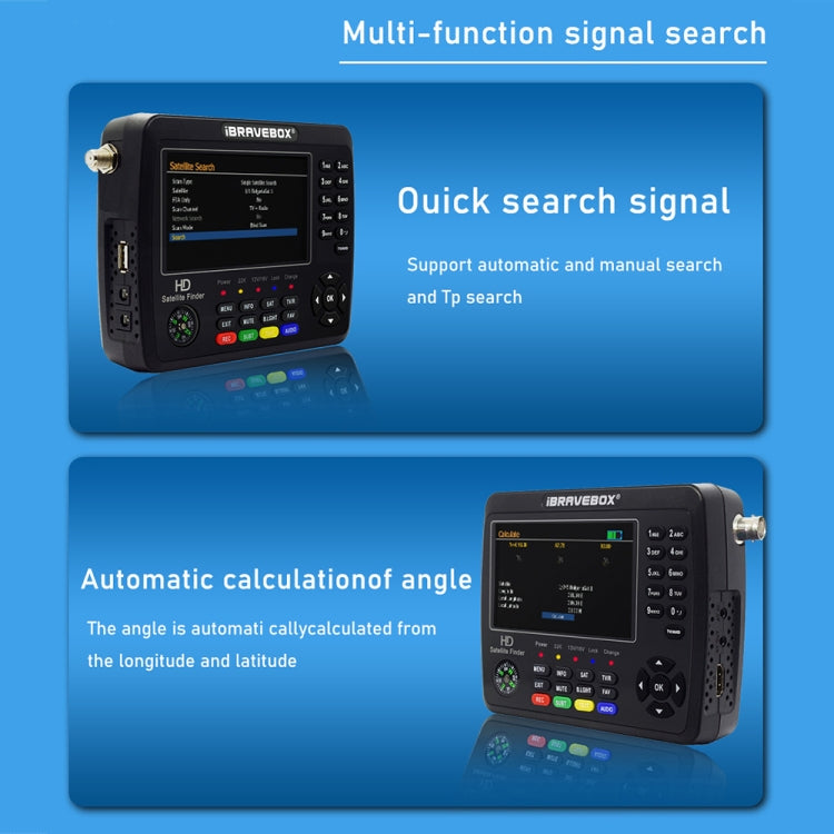 iBRAVEBOX V10 Finder Max+ 4.3 inch Display Digital Satellite Meter Signal Finder, Support DVB-S/S2/S2X AHD, Plug Type:US Plug(Black) - Satellite Finder by PMC TechLife | Online Shopping South Africa | PMC TechLife | Buy Now Pay Later Mobicred