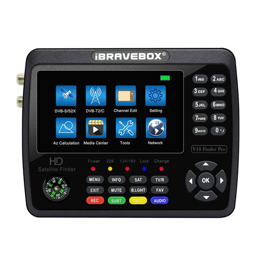 iBRAVEBOX V10 Finder Pro 4.3 inch Display Digital Satellite Meter Signal Finder, Support DVB-S/S2/S2X/T/T2/C, Plug Type:EU Plug(Black) - Satellite Finder by PMC Jewellery | Online Shopping South Africa | PMC Jewellery | Buy Now Pay Later Mobicred