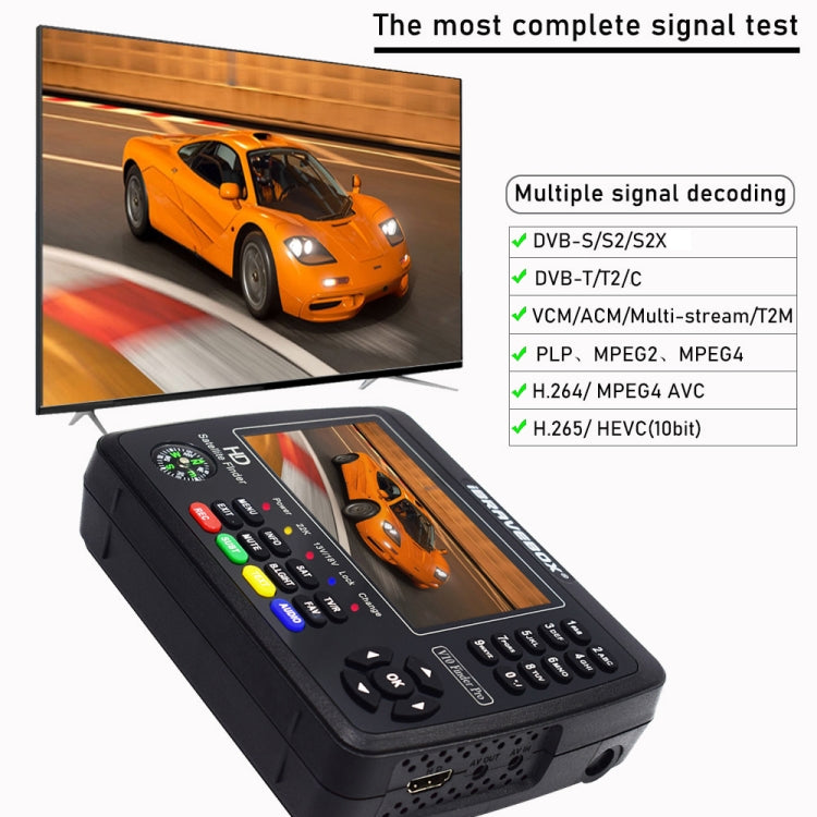 iBRAVEBOX V10 Finder Pro 4.3 inch Display Digital Satellite Meter Signal Finder, Support DVB-S/S2/S2X/T/T2/C, Plug Type:US Plug(Black) - Satellite Finder by PMC Jewellery | Online Shopping South Africa | PMC Jewellery | Buy Now Pay Later Mobicred