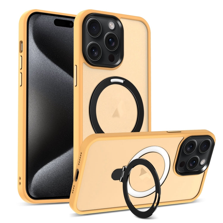 For iPhone 15 Pro Max MagSafe Holder Skin-feel PC Hybrid TPU Phone Case(Orange) - iPhone 15 Pro Max Cases by PMC TechLife | Online Shopping South Africa | PMC TechLife