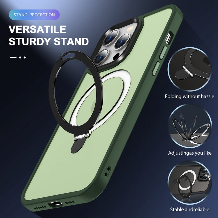 For iPhone 15 Plus MagSafe Holder Skin-feel PC Hybrid TPU Phone Case(Green) - iPhone 15 Plus Cases by PMC TechLife | Online Shopping South Africa | PMC TechLife