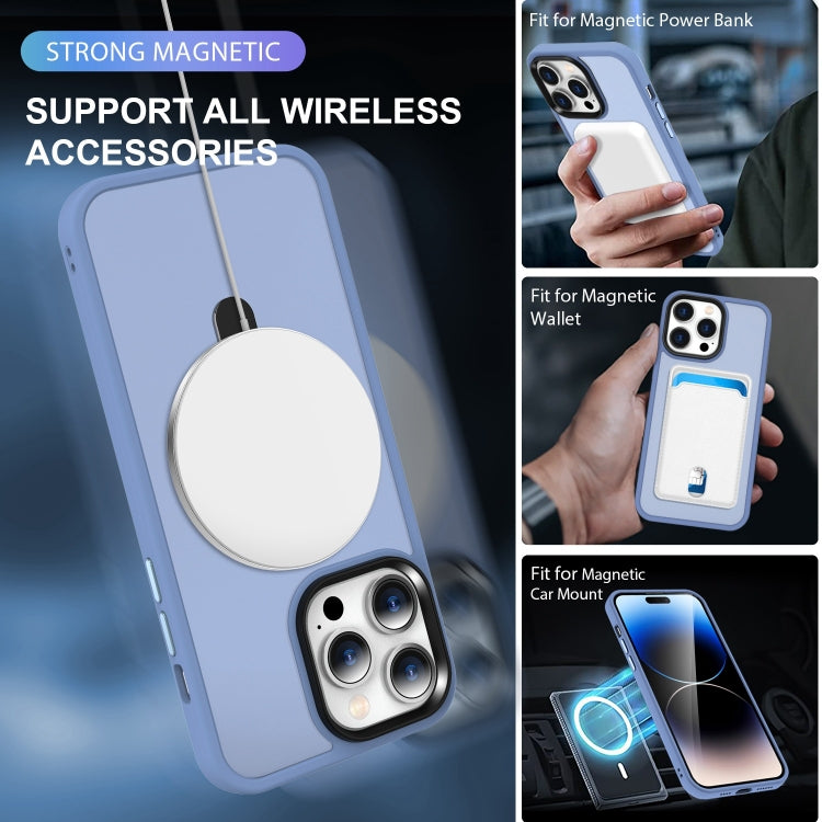 For iPhone 14 MagSafe Holder Skin-feel PC Hybrid TPU Phone Case(Blue) - iPhone 14 Cases by PMC TechLife | Online Shopping South Africa | PMC TechLife