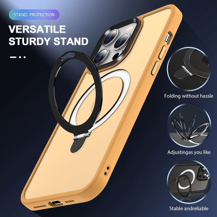 For iPhone 16 Pro Max Skin-feel MagSafe Holder PC Hybrid TPU Phone Case(Orange) - iPhone 16 Pro Max Cases by PMC TechLife | Online Shopping South Africa | PMC TechLife | Buy Now Pay Later Mobicred