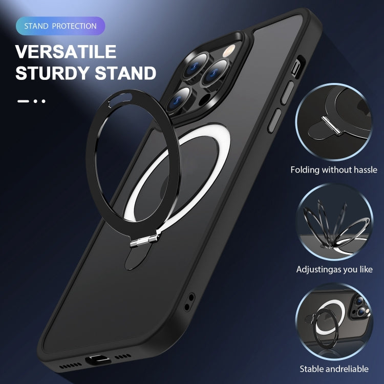 For iPhone 16 Pro Skin-feel MagSafe Holder PC Hybrid TPU Phone Case(Black) - free shipping - PMC TechLife - Order now!