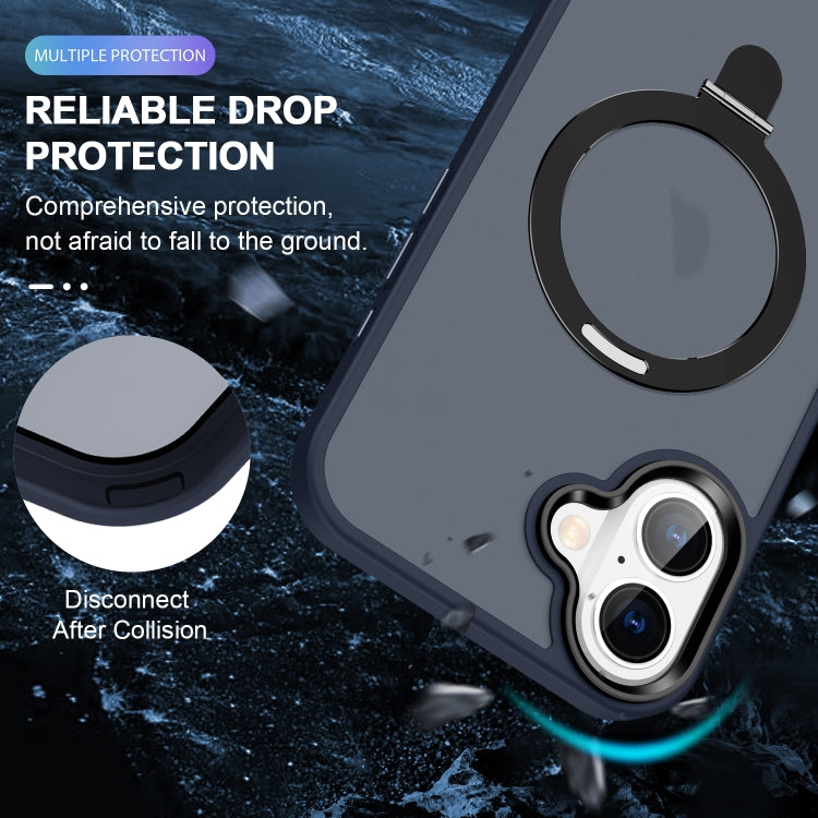 For iPhone 16 Plus Skin-feel MagSafe Holder PC Hybrid TPU Phone Case(Dark Blue) - free shipping - PMC TechLife - Order now!