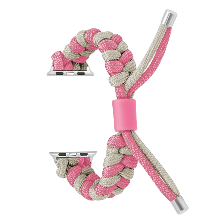 For Apple Watch Ultra 2 49mm Paracord Fishtail Braided Silicone Bead Watch Band(Pink Grey) - Watch Bands by PMC Jewellery | Online Shopping South Africa | PMC Jewellery | Buy Now Pay Later Mobicred