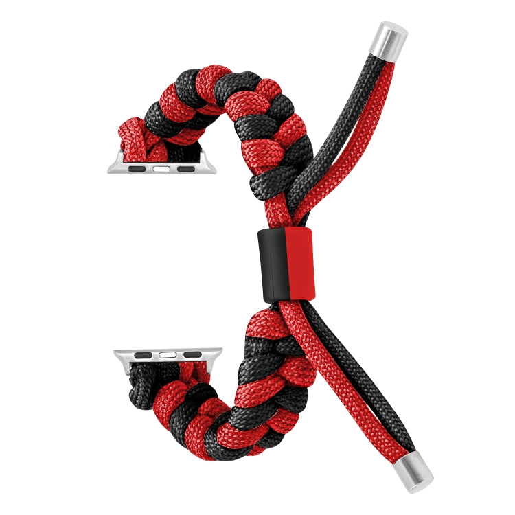 For Apple Watch Ultra 49mm Paracord Fishtail Braided Silicone Bead Watch Band(Black Red) - Watch Bands by PMC Jewellery | Online Shopping South Africa | PMC Jewellery | Buy Now Pay Later Mobicred