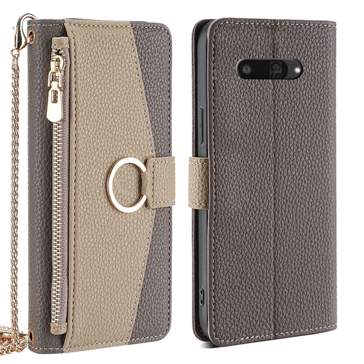 For Kyocera Digno SX4 5G Crossbody Litchi Texture Leather Phone Case(Grey) - More Brand by PMC TechLife | Online Shopping South Africa | PMC TechLife | Buy Now Pay Later Mobicred