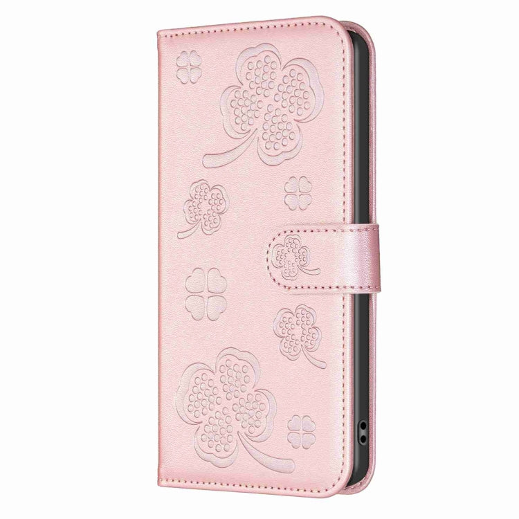 For Xiaomi Redmi Note 13 Pro+ 5G Four-leaf Embossed Leather Phone Case(Pink) - Note 13 Pro+ Cases by PMC TechLife | Online Shopping South Africa | PMC TechLife | Buy Now Pay Later Mobicred