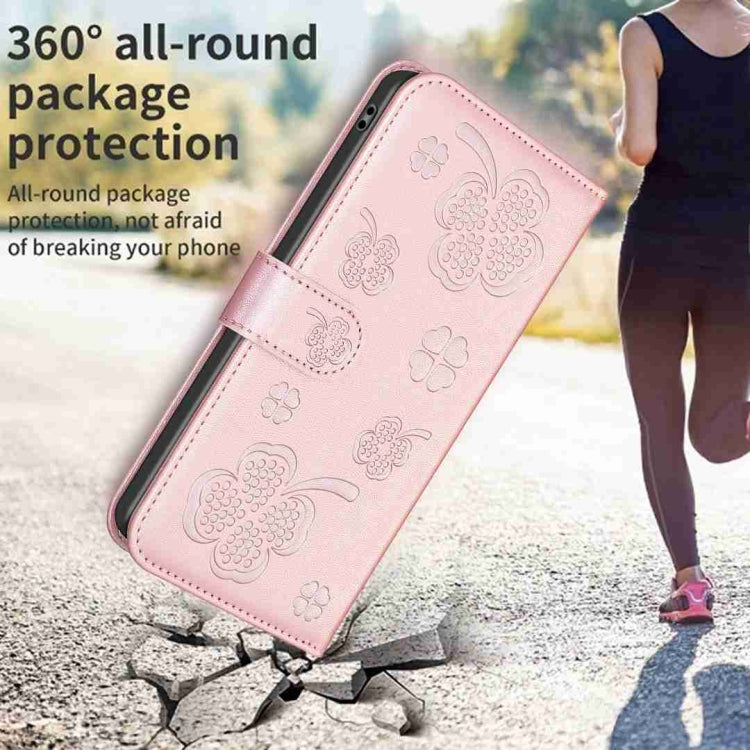 For Xiaomi Redmi Note 13 Pro+ 5G Four-leaf Embossed Leather Phone Case(Pink) - Note 13 Pro+ Cases by PMC TechLife | Online Shopping South Africa | PMC TechLife | Buy Now Pay Later Mobicred