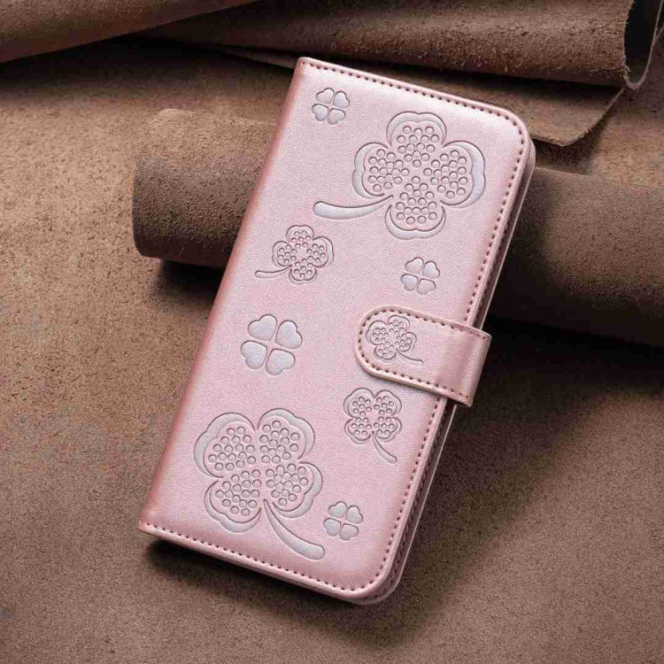 For Xiaomi Redmi Note 13 Pro+ 5G Four-leaf Embossed Leather Phone Case(Pink) - Note 13 Pro+ Cases by PMC TechLife | Online Shopping South Africa | PMC TechLife | Buy Now Pay Later Mobicred