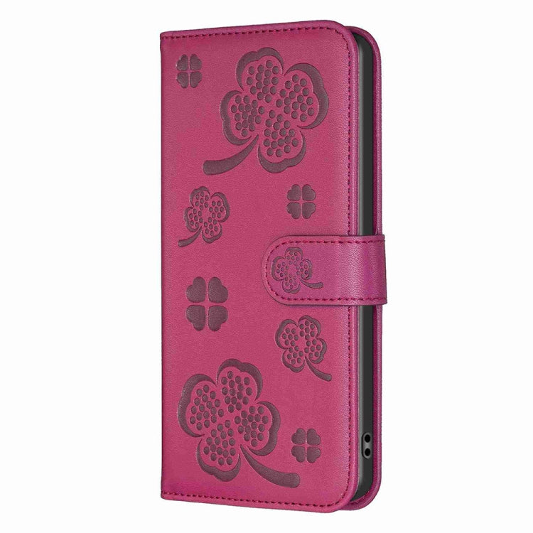 For Xiaomi 13 Lite 5G Four-leaf Embossed Leather Phone Case(Rose Red) - 13 Lite Cases by PMC TechLife | Online Shopping South Africa | PMC TechLife | Buy Now Pay Later Mobicred