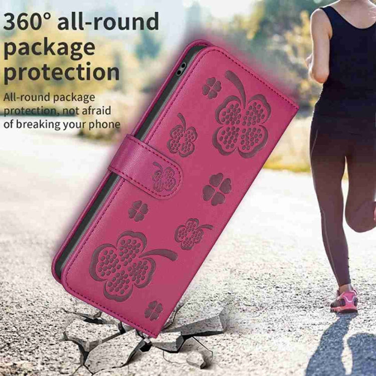 For Xiaomi 13 Lite 5G Four-leaf Embossed Leather Phone Case(Rose Red) - 13 Lite Cases by PMC TechLife | Online Shopping South Africa | PMC TechLife | Buy Now Pay Later Mobicred