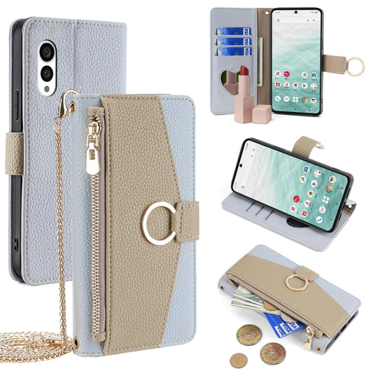 For Fujitsu Arrows N F-51C Crossbody Litchi Texture Leather Phone Case(Blue) - More Brand by PMC Jewellery | Online Shopping South Africa | PMC Jewellery | Buy Now Pay Later Mobicred