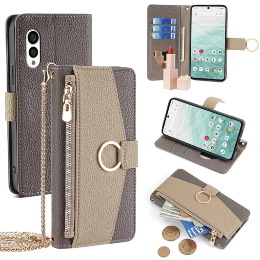 For Fujitsu Arrows N F-51C Crossbody Litchi Texture Leather Phone Case(Grey) - More Brand by PMC Jewellery | Online Shopping South Africa | PMC Jewellery | Buy Now Pay Later Mobicred