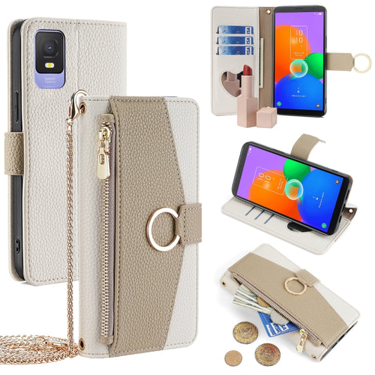 For TCL 403 Crossbody Litchi Texture Leather Phone Case(White) - More Brand by PMC Jewellery | Online Shopping South Africa | PMC Jewellery | Buy Now Pay Later Mobicred