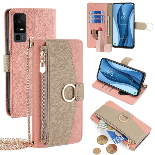 For TCL 40 XE 5G / 40 X 5G T601D Crossbody Litchi Texture Leather Phone Case(Pink) - More Brand by PMC Jewellery | Online Shopping South Africa | PMC Jewellery | Buy Now Pay Later Mobicred