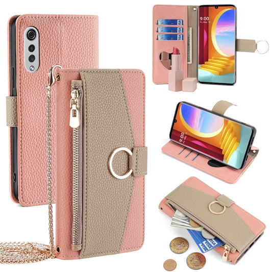 For LG Velvet Crossbody Litchi Texture Leather Phone Case(Pink) - LG by PMC Jewellery | Online Shopping South Africa | PMC Jewellery | Buy Now Pay Later Mobicred