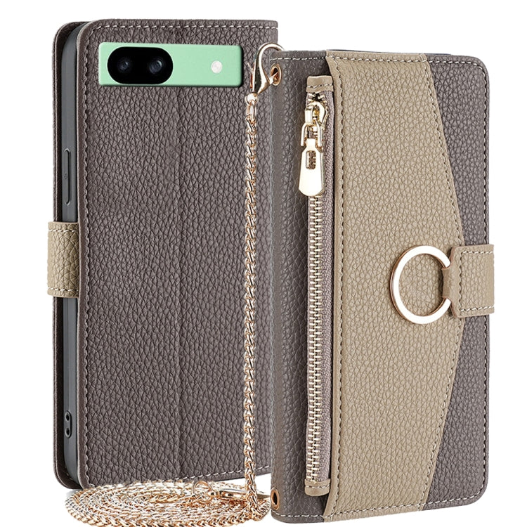 For Google Pixel 8a Crossbody Litchi Texture Leather Phone Case(Grey) - Google Cases by PMC TechLife | Online Shopping South Africa | PMC TechLife | Buy Now Pay Later Mobicred