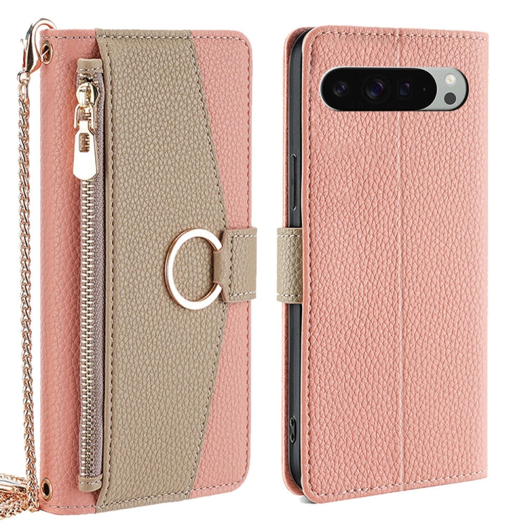 For Google Pixel 9 Pro XL Crossbody Litchi Texture Leather Phone Case(Pink) - Google Cases by PMC TechLife | Online Shopping South Africa | PMC TechLife | Buy Now Pay Later Mobicred