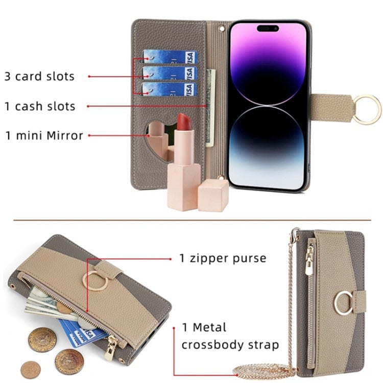 For Infinix Smart 6 Plus Crossbody Litchi Texture Leather Phone Case(Grey) - Infinix Cases by PMC TechLife | Online Shopping South Africa | PMC TechLife | Buy Now Pay Later Mobicred