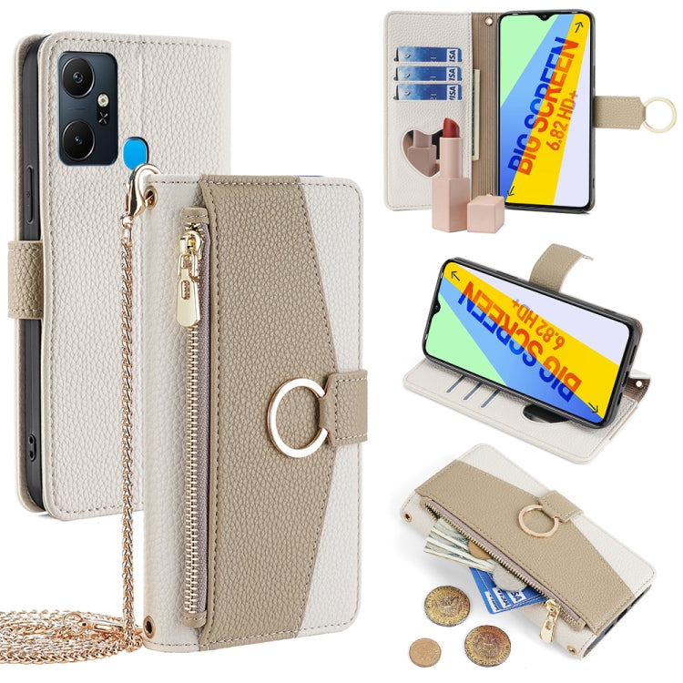 For Infinix Smart 6 Plus Crossbody Litchi Texture Leather Phone Case(White) - Infinix Cases by PMC TechLife | Online Shopping South Africa | PMC TechLife | Buy Now Pay Later Mobicred