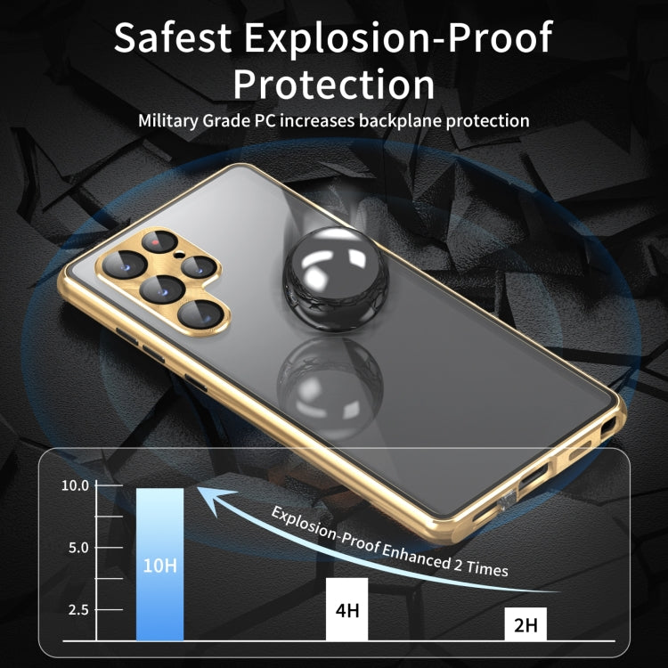 For Samsung Galaxy S24 Ultra 5G Privacy Full Cover Magnetic Metal Tempered Glass Phone Case(Gold) - Galaxy S24 Ultra 5G Cases by PMC Jewellery | Online Shopping South Africa | PMC Jewellery